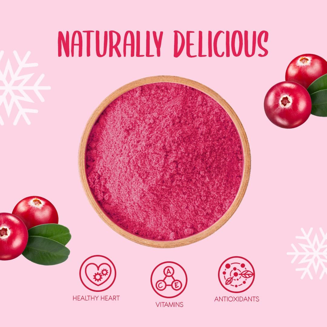 Poudre de canneberges lyophilisées 250g - Poudre de fruits lyophilisés - Poudre de canneberges lyophilisée pour pâtisserie, smoothies et muesli - Poudre de canneberges 100% naturelle sans additifs Produits déshydratés Naty Shop