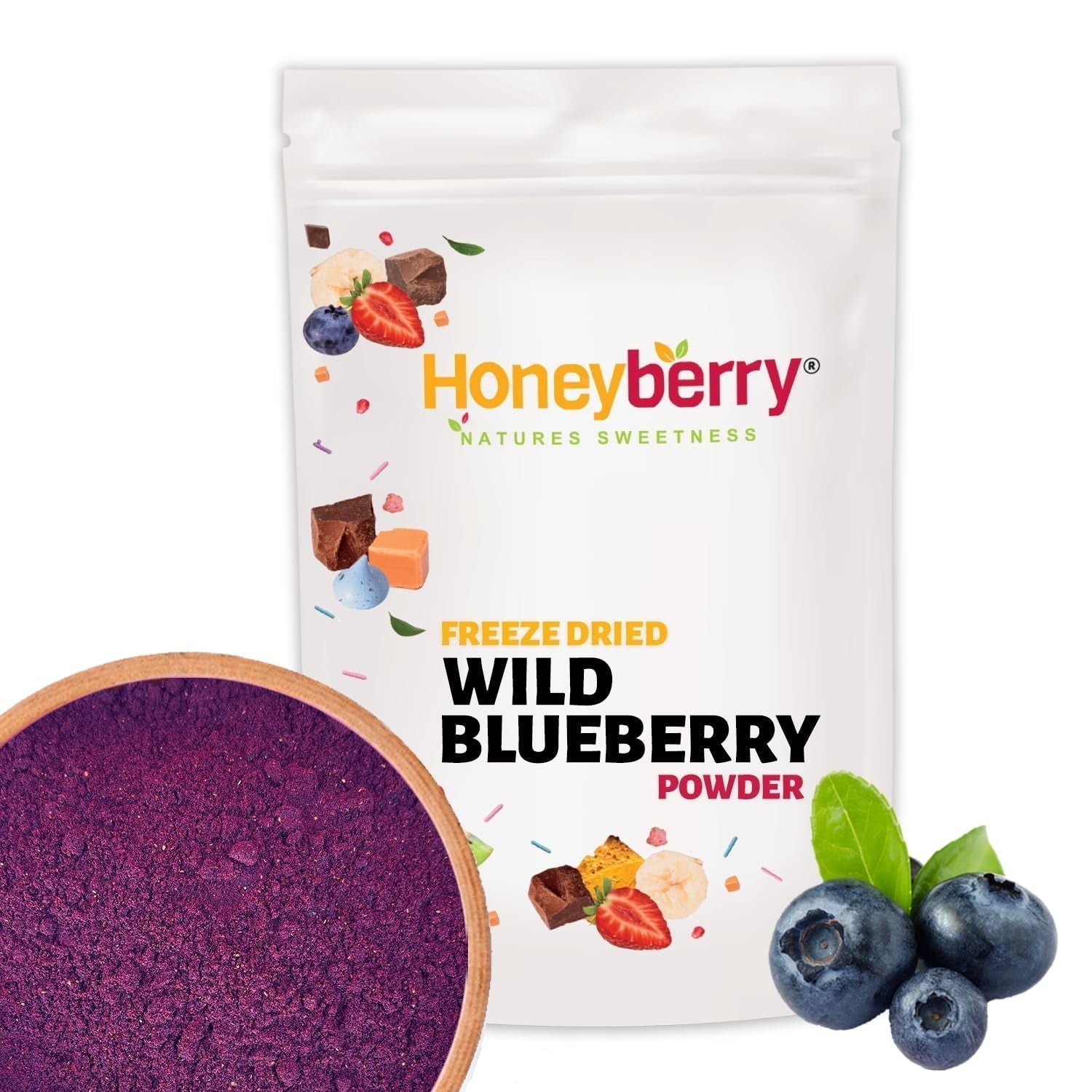 Poudre de myrtille sauvage lyophilisée 100g - Poudre de fruits lyophilisés - Poudre de myrtille lyophilisée pour pâtisserie, smoothie et muesli - Poudre de myrtille naturelle sans additifs Produits déshydratés Ma boutique 100G