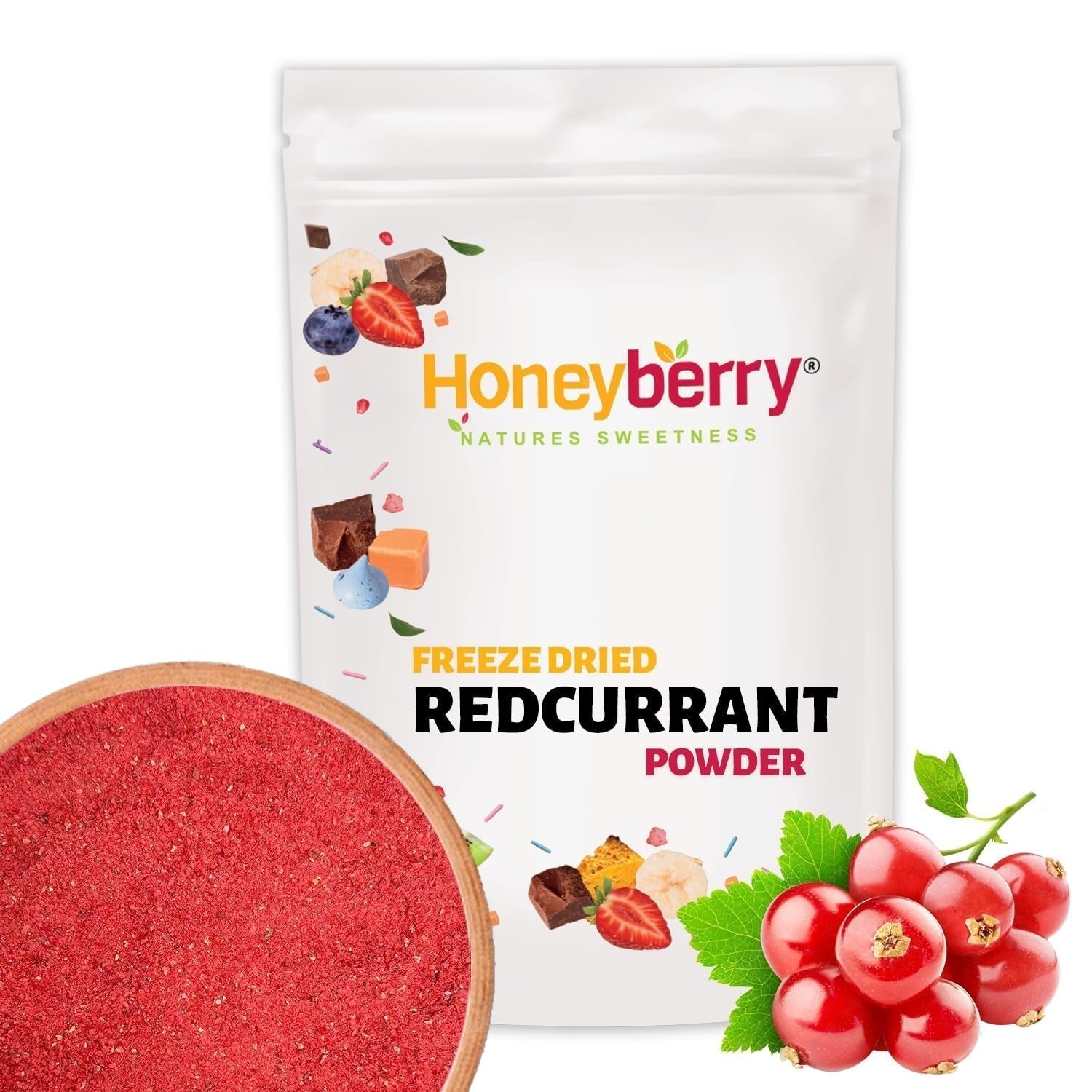 Poudre de groseille lyophilisée 100g - Poudre de fruits lyophilisés - Poudre de groseille pour smoothies et pâtisserie - Poudre de baies naturelles sans additifs Produits déshydratés Naty Shop 100G