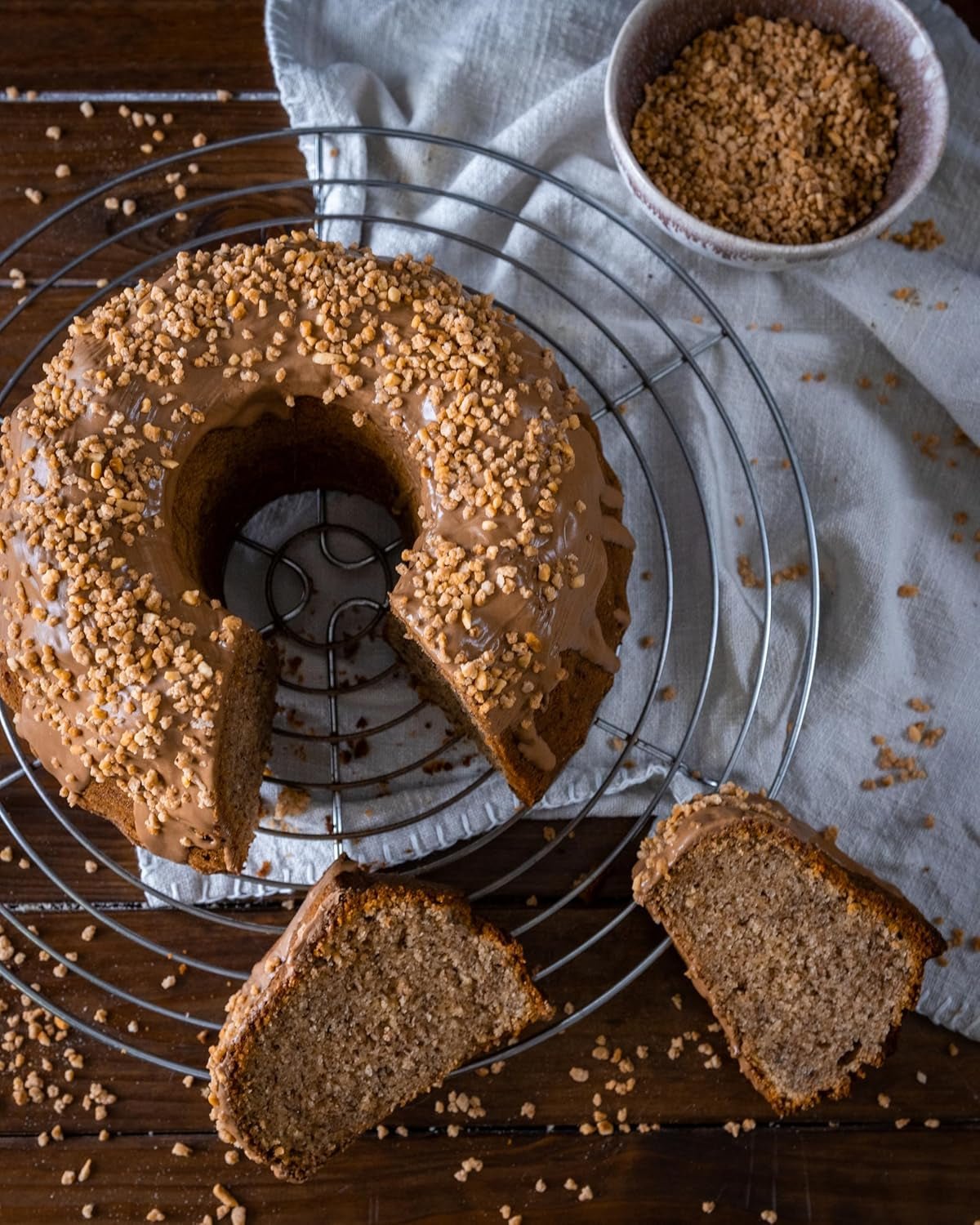 RUF Cake Glaze Noisette, 100 g en sachet, va au micro-ondes, pour glacer les gâteaux aux noix, pralines et crèmes anglaises, sans gluten (paquet de 4) Pâte à sucre Naty Shop
