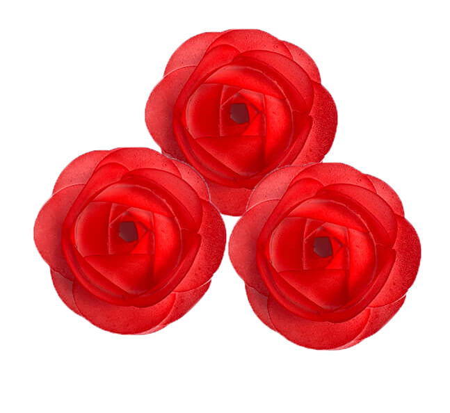 VafaDelici Lot de 3 Décorations Gaufrées Comestibles Roses Rouges - Aspect Artistique Pour Gâteaux