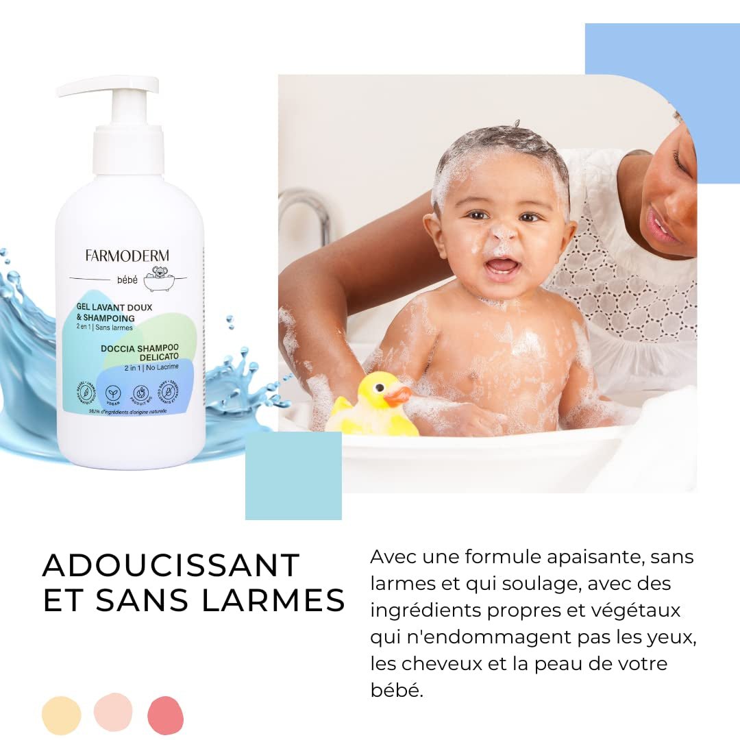 Shampoing et Gel nettoyant 2 en 1 Shampoing & Gel Nettoyant Doux Quotidien Bébé - vegan et bio - à 98% d'ingrédients d'origine naturelle - Shampoing sans larmes pour enfants et bébés - 300 ml Enfants - Bain et Soin Naty Shop