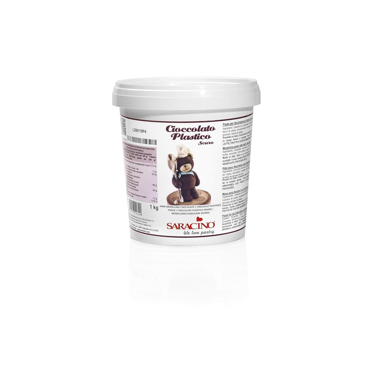Saracino Chocolat à modeler blanc Pour la décoration et le modelage 1 Kg Made In Italy Pâte à sucre Naty Shop Brown