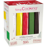 ScrapCooking - Lot de 5 Fondants - blanc, jaune, rouge, vert et marron - 5 x 80g - pâte à sucre pour gâteaux Décorations de gâteaux Anniversaire Noël - sans gluten ni huile de palme - 7257 Pâte à Sucre Naty Shop Default Title