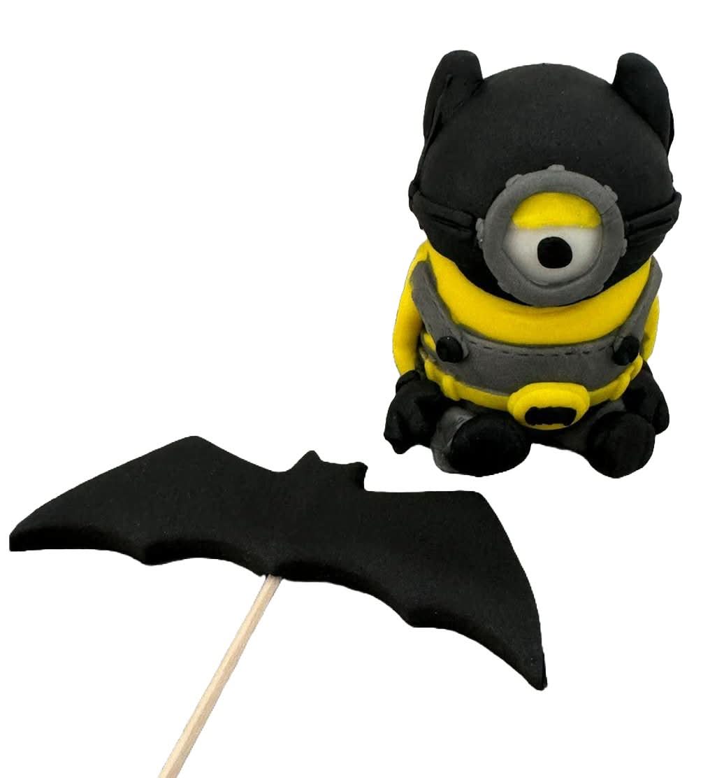 Lot de 2 décorations comestibles en sucre, Décorations en Pâte à Sucre Batminion Nati Shop