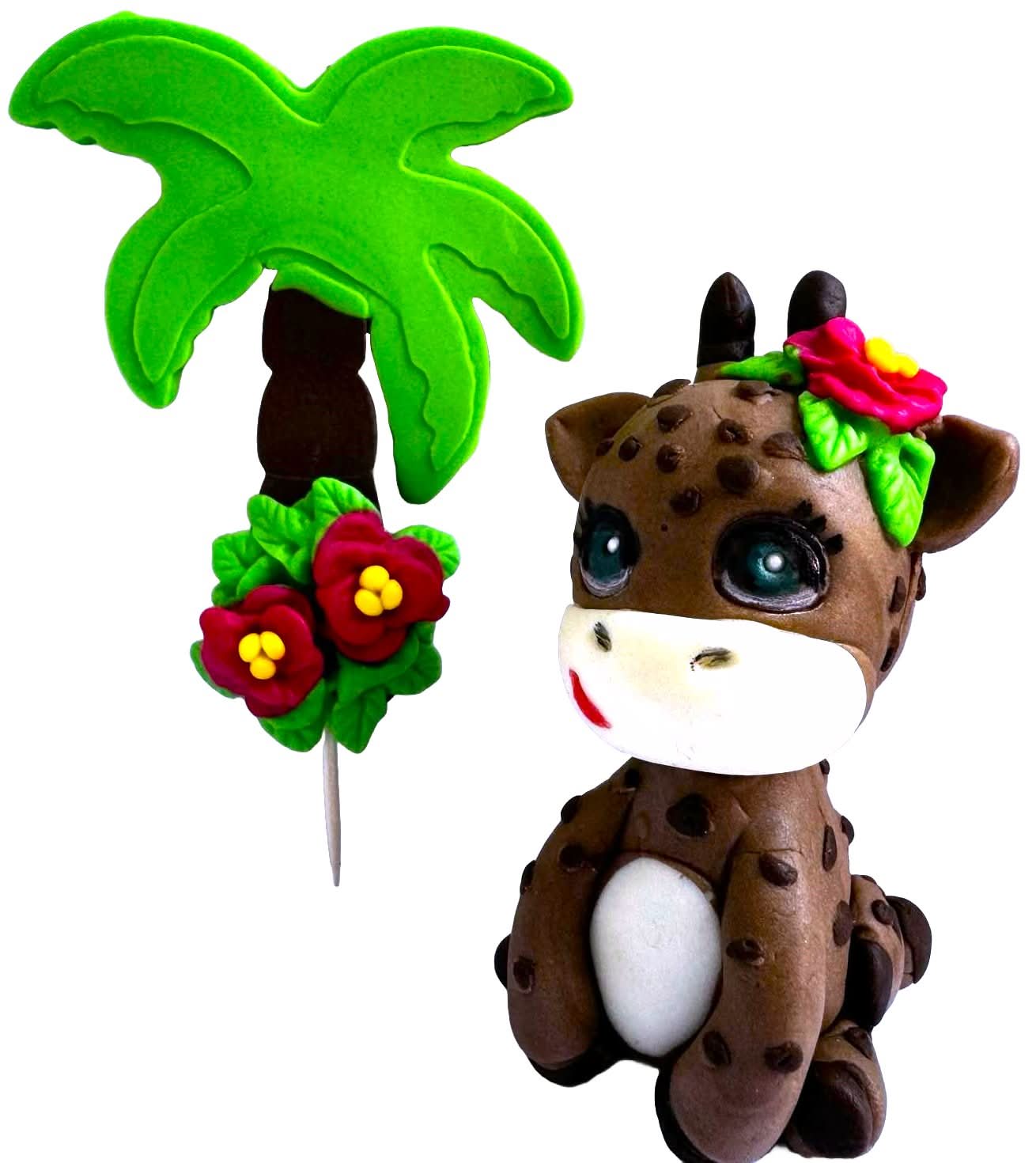 Lot de 2 décorations comestibles en sucre, Sophie la girafe Décorations en pâte à sucre Nati Shop
