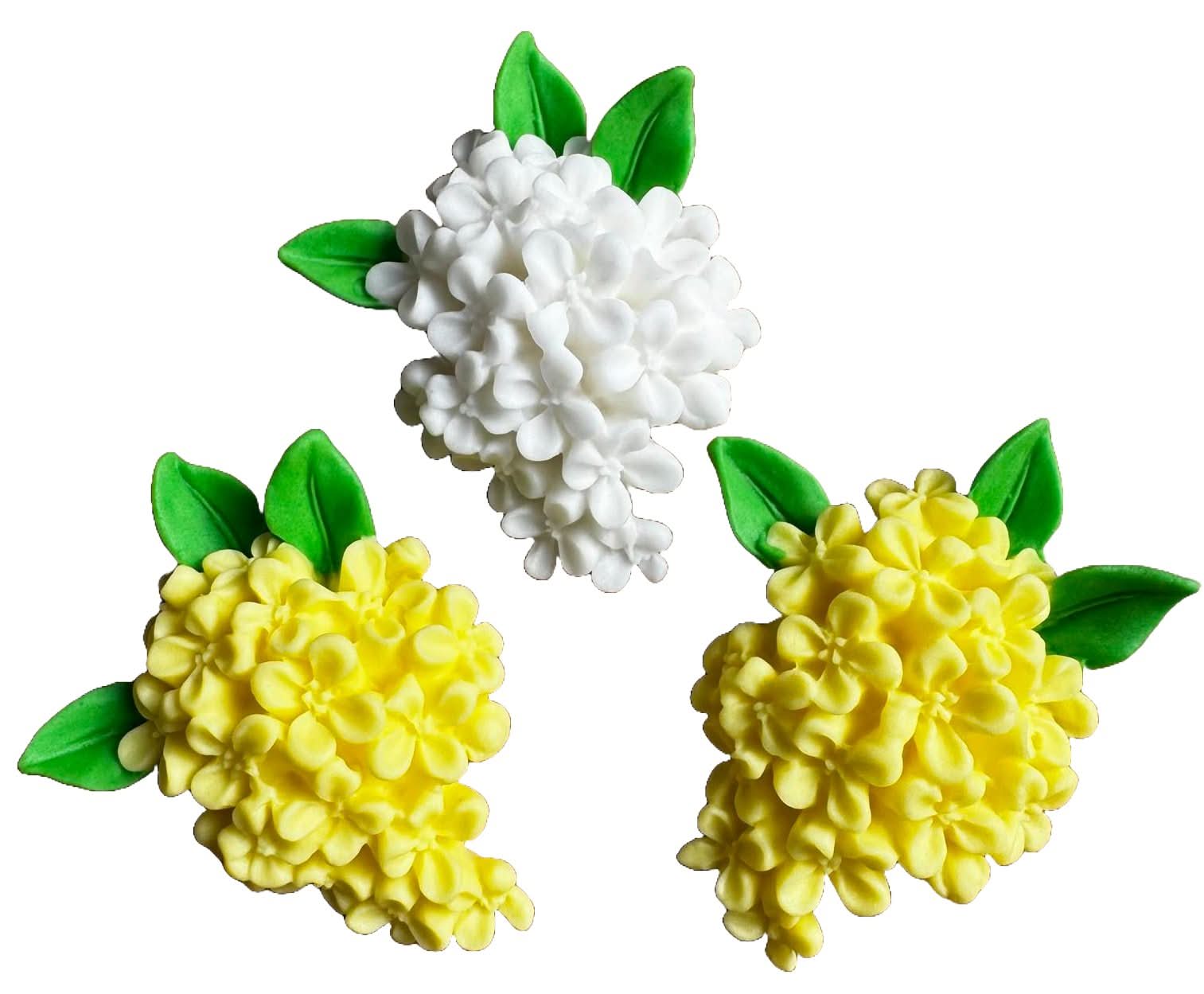 Lot de 3 décorations comestibles en sucre, Décorations fleurs Lilas de chez Sugar Paste Nati Shop