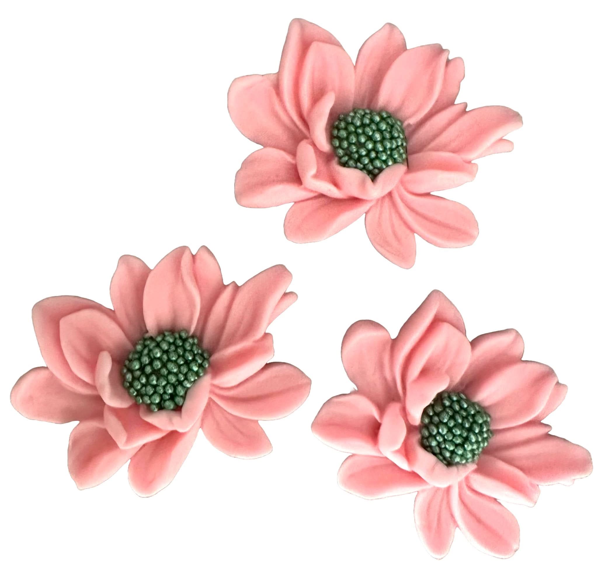 Lot de 3 décorations comestibles en sucre, Décorations Fleurs roses de Sugar Paste Nati Shop