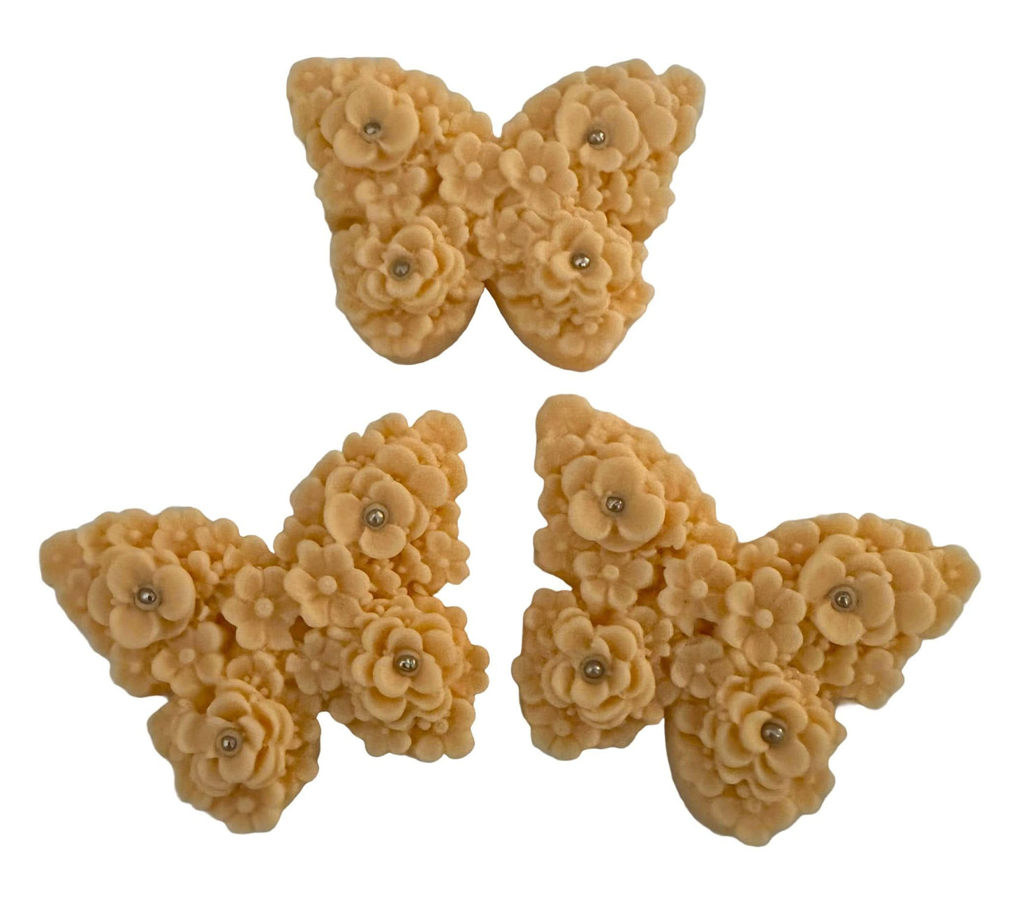 Lot de 3 décorations comestibles en sucre, Décorations en pâte à sucre Papillons Saumon Nati Shop