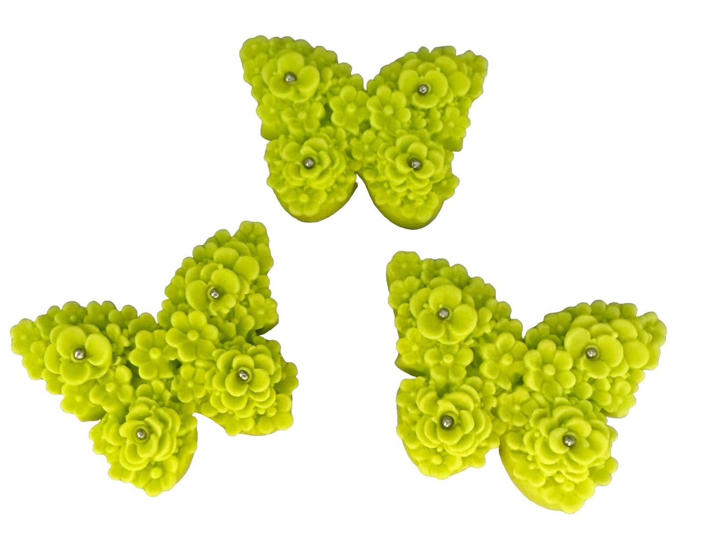 Lot de 3 décorations comestibles en sucre, Décorations en Pâte à Sucre Papillons Verts Nati Shop