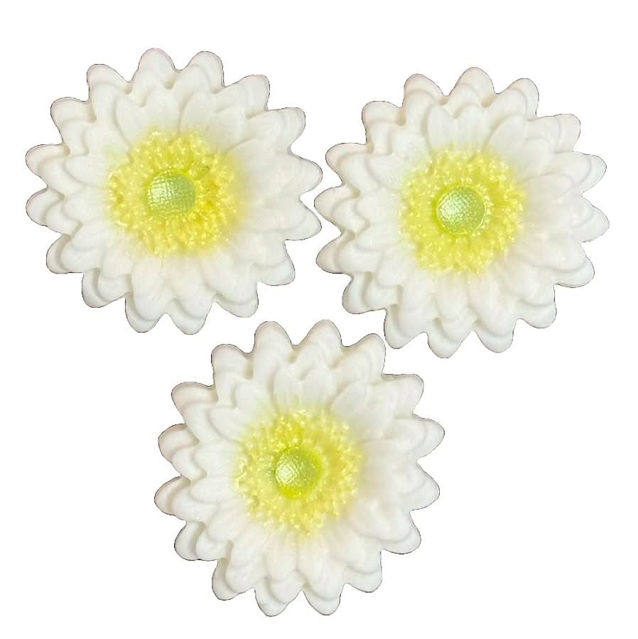 Lot de 3 décorations comestibles en sucre, décorations Gerbera blanc de Sugar Paste Nati Shop