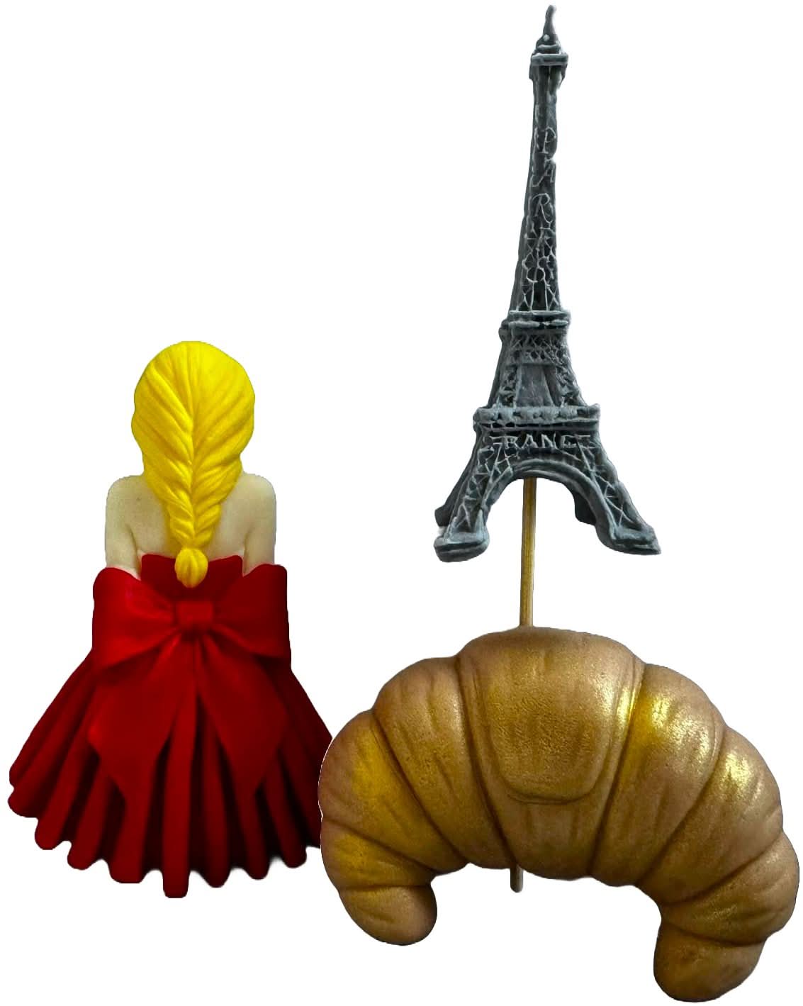 Lot de 3 décorations comestibles en sucre, La Dame à Paris Décorations en Pâte à Sucre Nati Shop