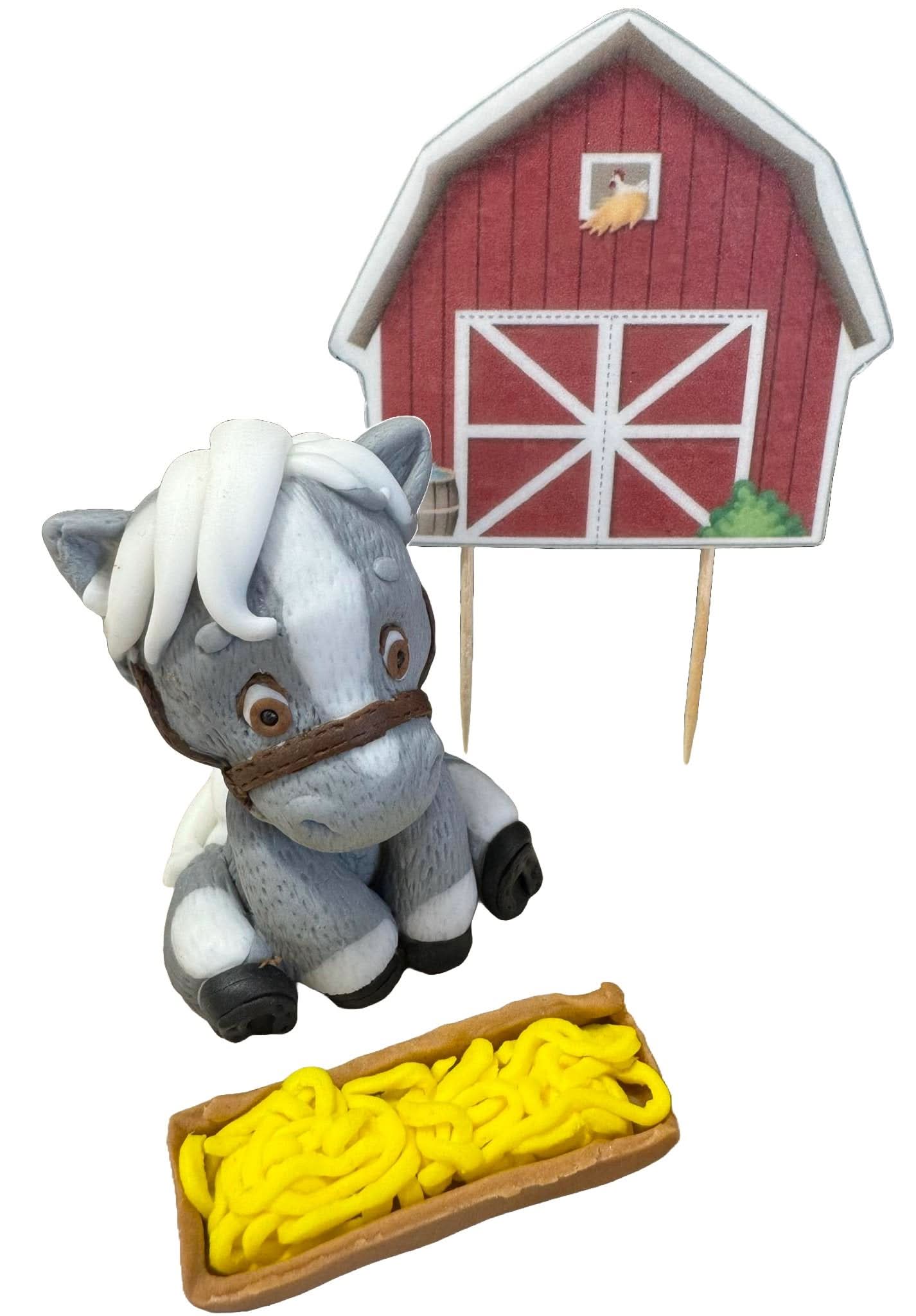 Lot de 3 décorations comestibles en sucre, Âne à la Ferme Décorations en Pâte à Sucre Nati Shop
