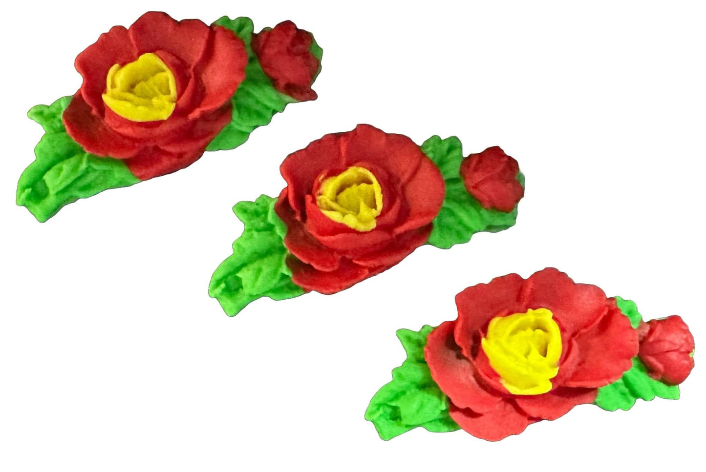 Lot de 3 décorations comestibles en sucre, décorations roses de chez Sugar Paste Nati Shop