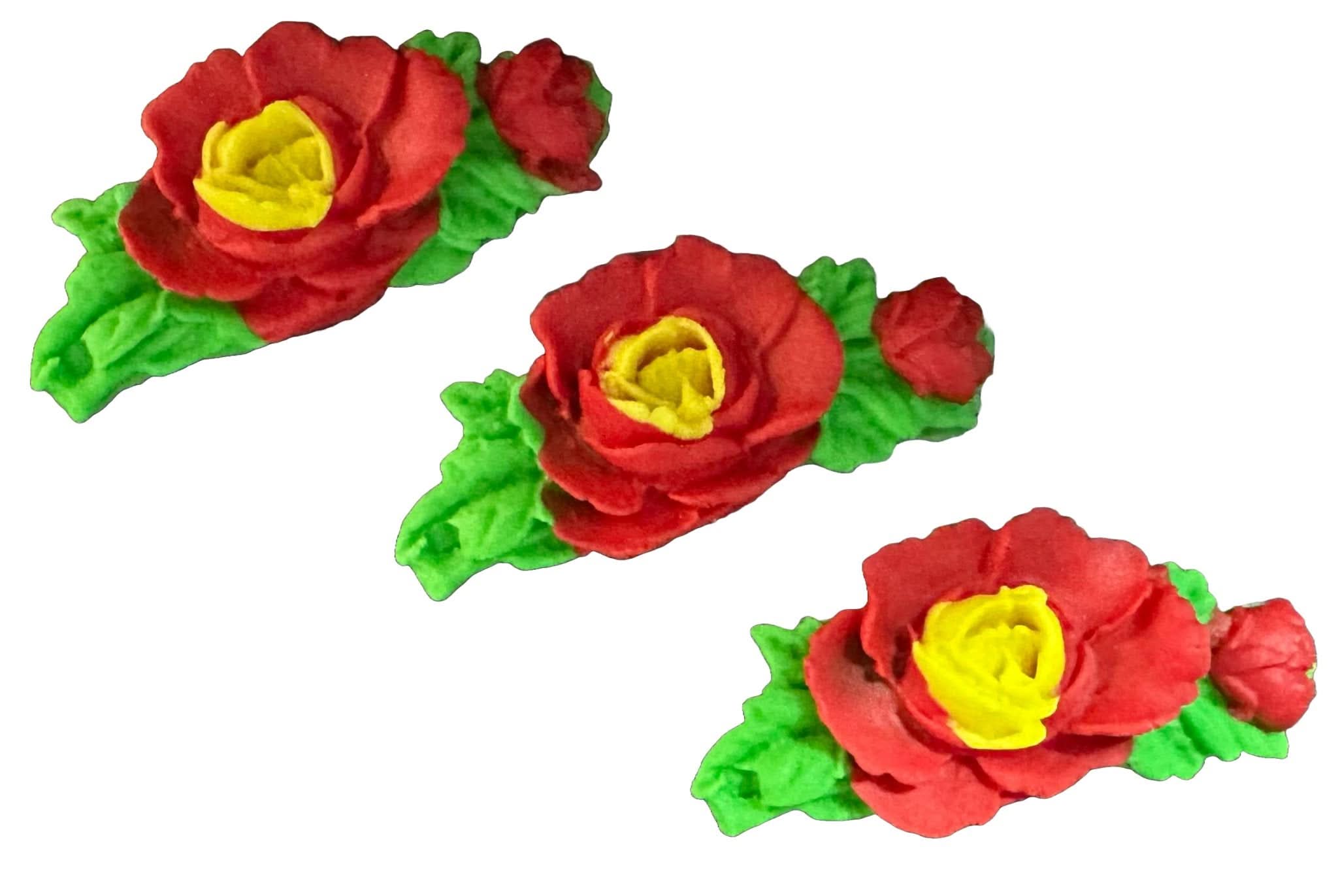 Lot de 3 décorations comestibles en sucre, décorations roses de chez Sugar Paste Nati Shop