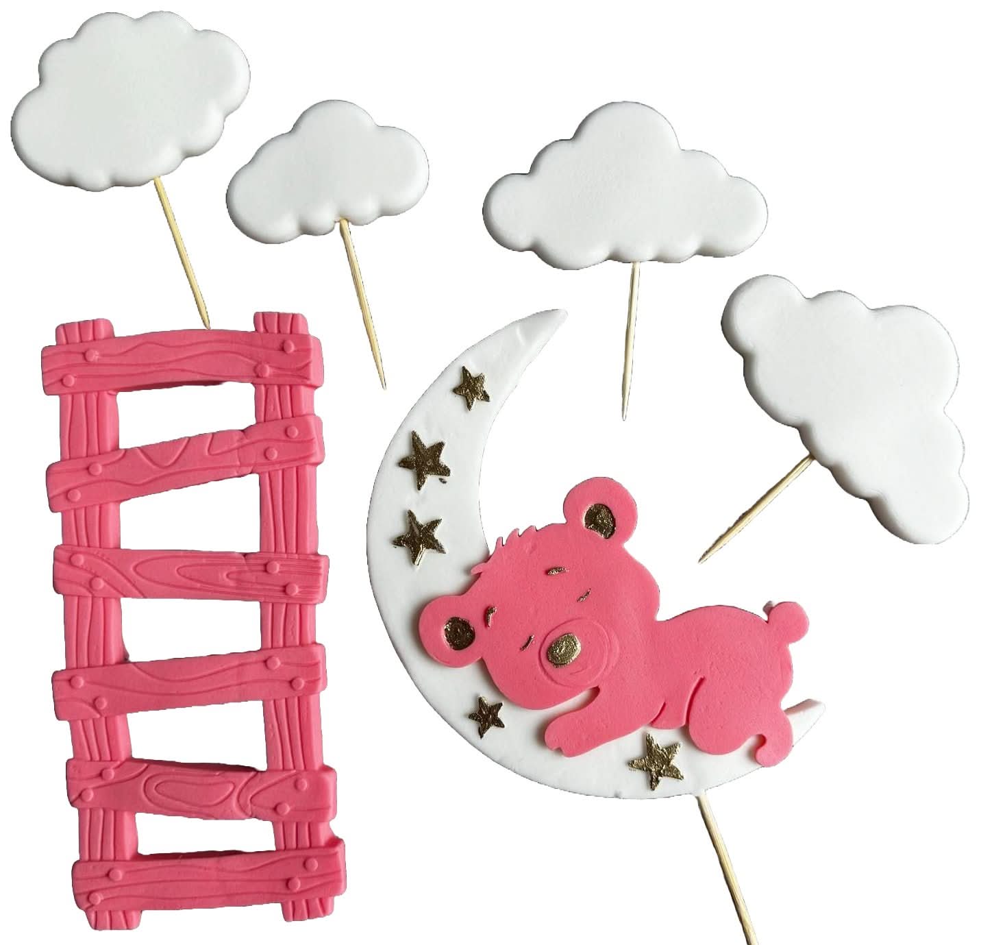 Lot de 6 décorations comestibles en sucre, Décorations Baptême en Pâte à Sucre Nati Shop
