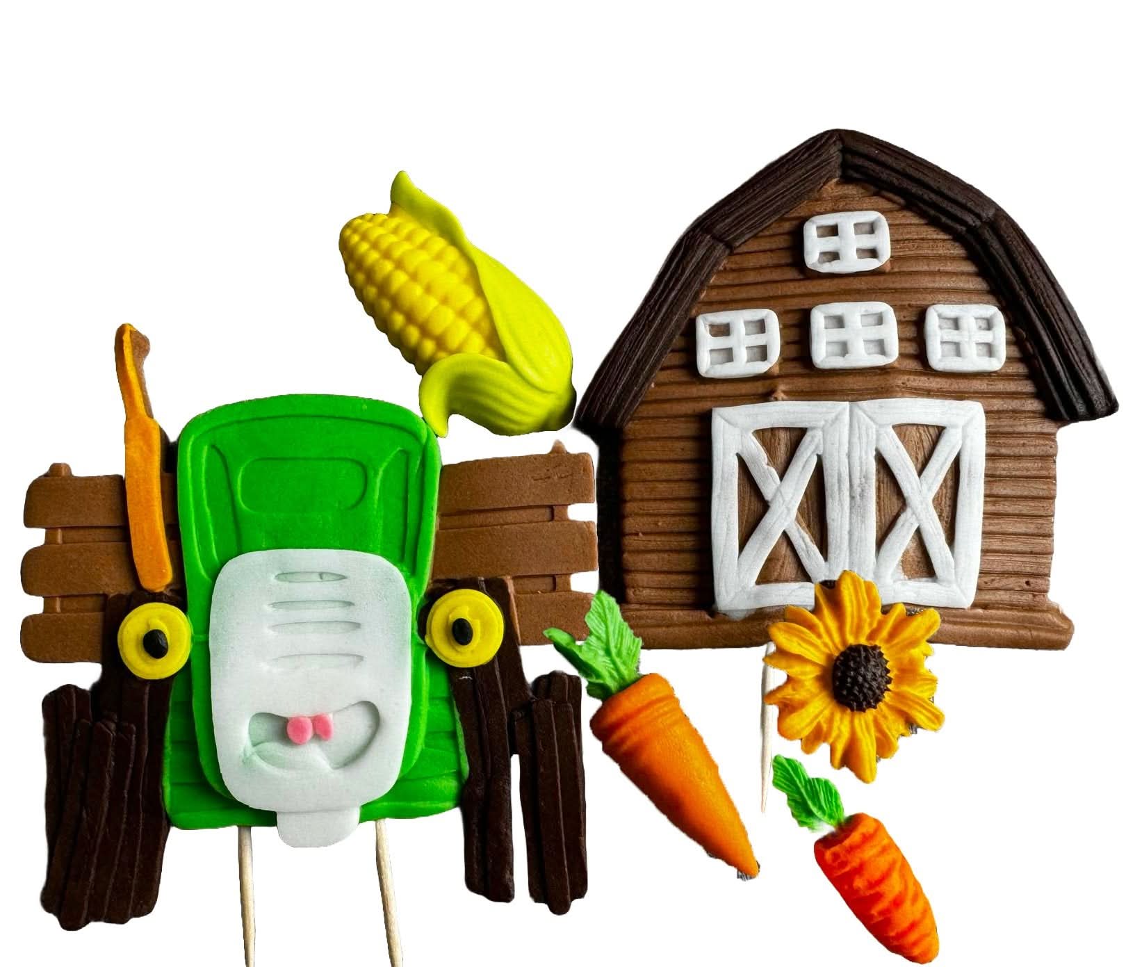 Lot de 6 décorations comestibles en sucre, Ferma Décorations en Pâte à Sucre Nati Shop