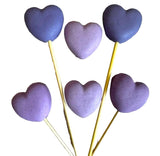 Lot de 6 décorations comestibles en sucre, décorations en pâte à sucre Coeurs Violets Naty Shop
