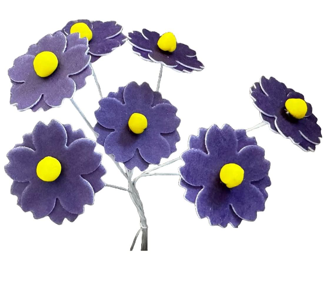 Lot de 7 décorations comestibles en gaufrettes, décorations fleurs violettes en pâte à sucre Nati Shop