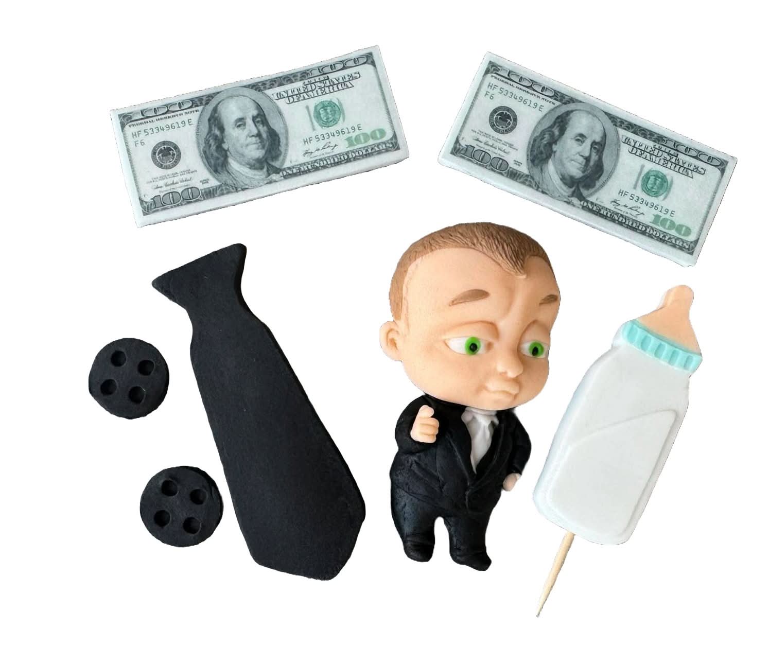 Lot de 7 décorations comestibles en sucre, Décorations en Pâte à Sucre Baby Boss Nati Shop