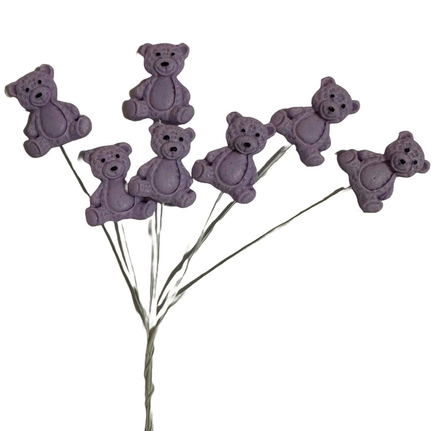 Lot de 7 décorations comestibles en sucre, Décorations en Pâte à Sucre Oursons Violets Nati Shop