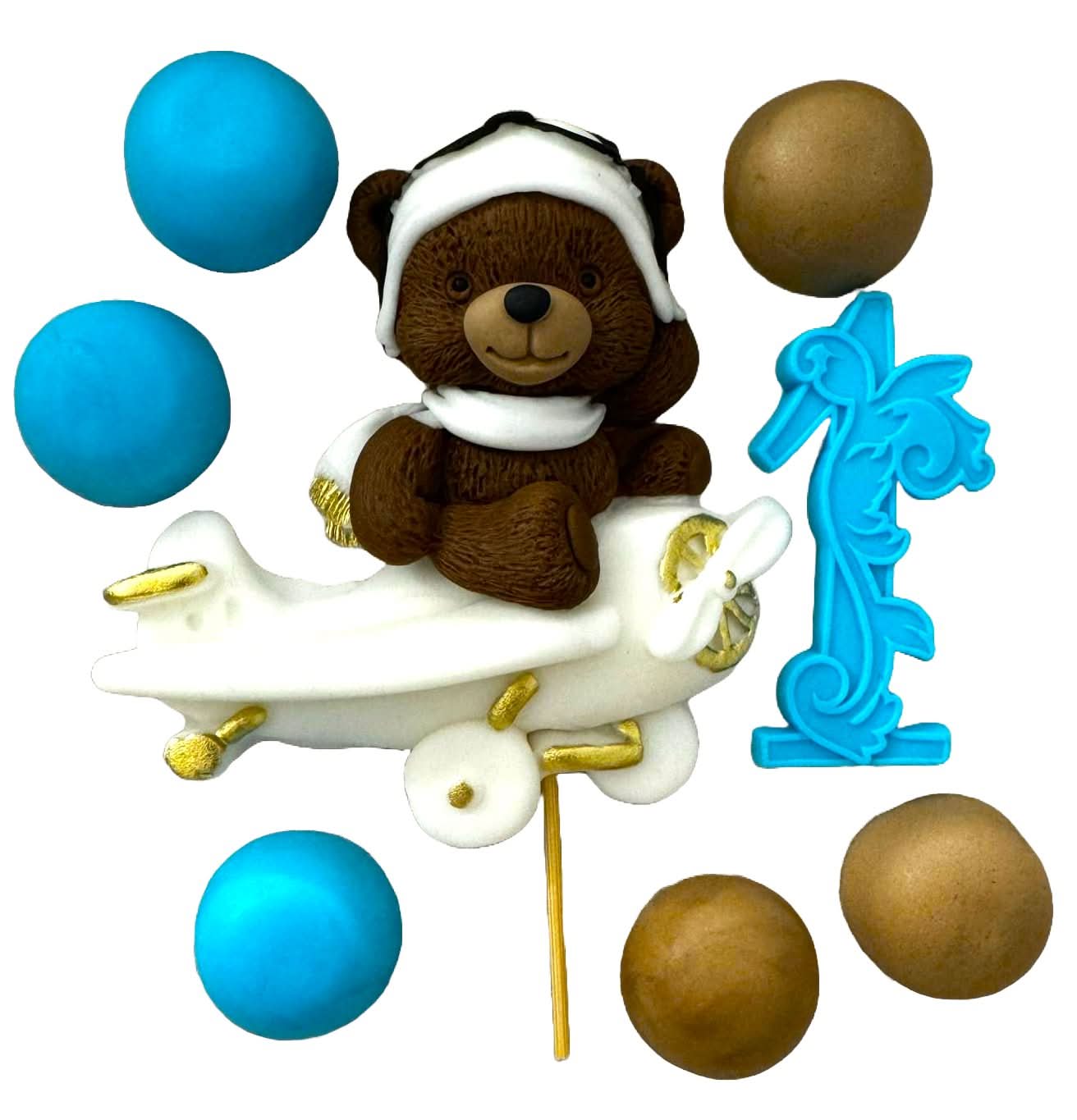 Lot de 8 décorations comestibles en sucre, Décorations en pâte à sucre Ursulet Nati Shop