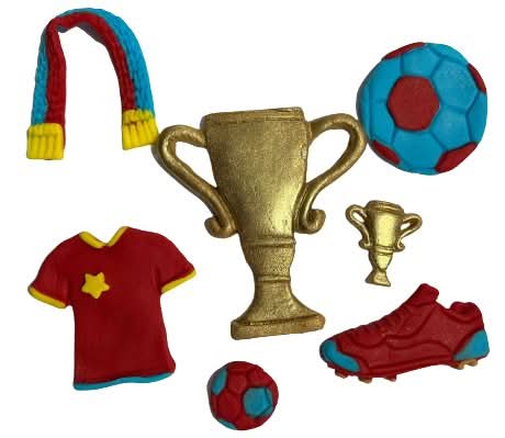 Ensemble de décorations comestibles en sucre, Décorations en Pâte à Sucre Football Nati Shop