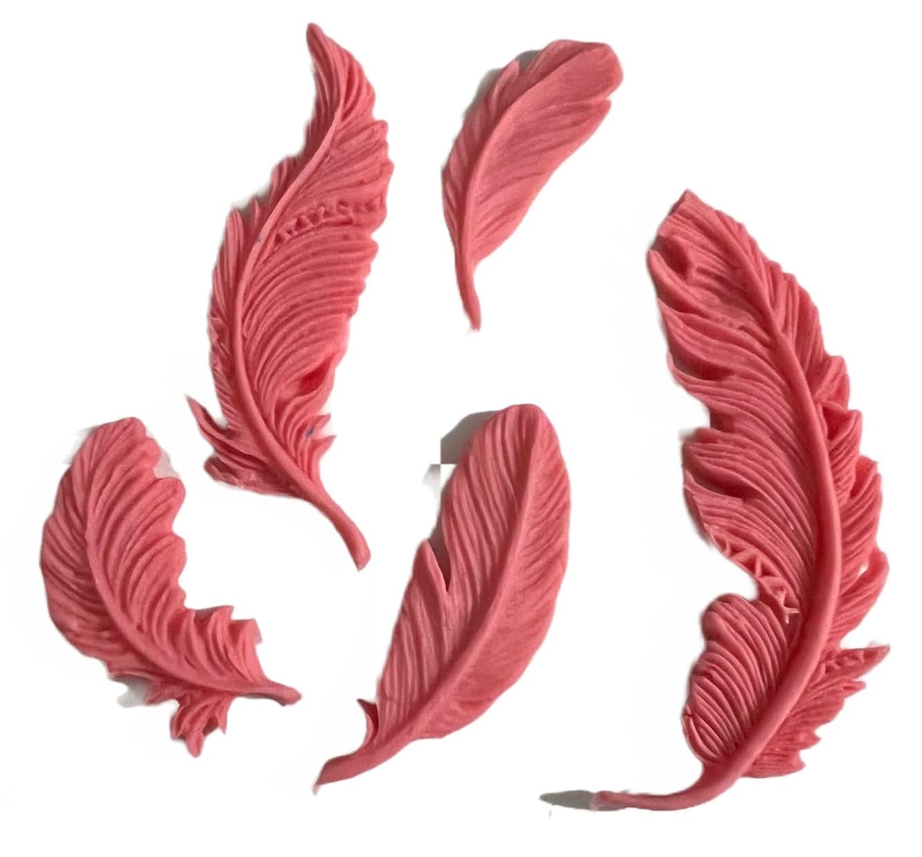 Ensemble de décorations comestibles en sucre, Décorations en Pâte à Sucre Plumes Roses Nati Shop