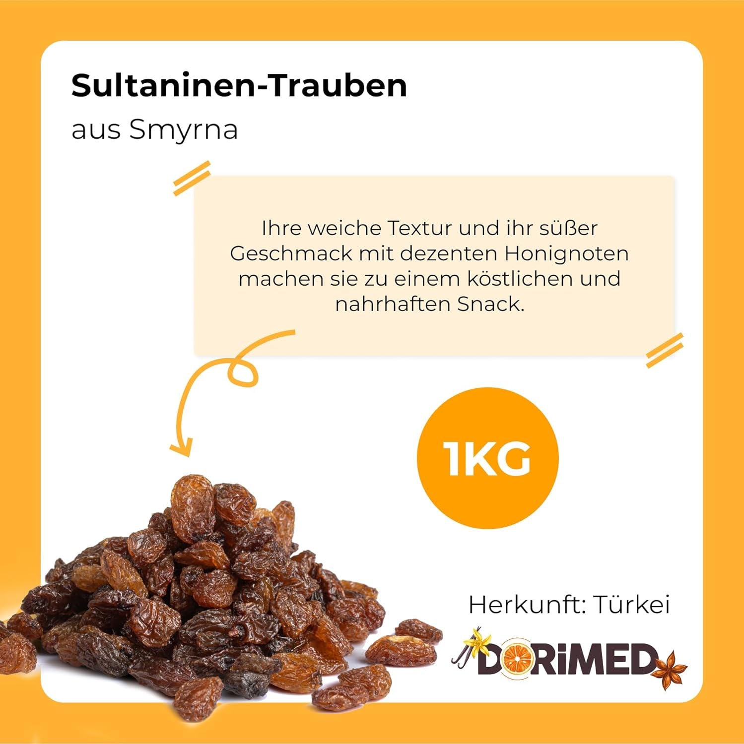 Raisins secs Sultanes 1kg | Raisins secs de Smyrne | Raisins secs Sultanas d'Izmir | 100% d'origine turque | Collations de qualité | dans Fibres alimentaires provenant de raisins secs | Produits déshydratés Naty Shop