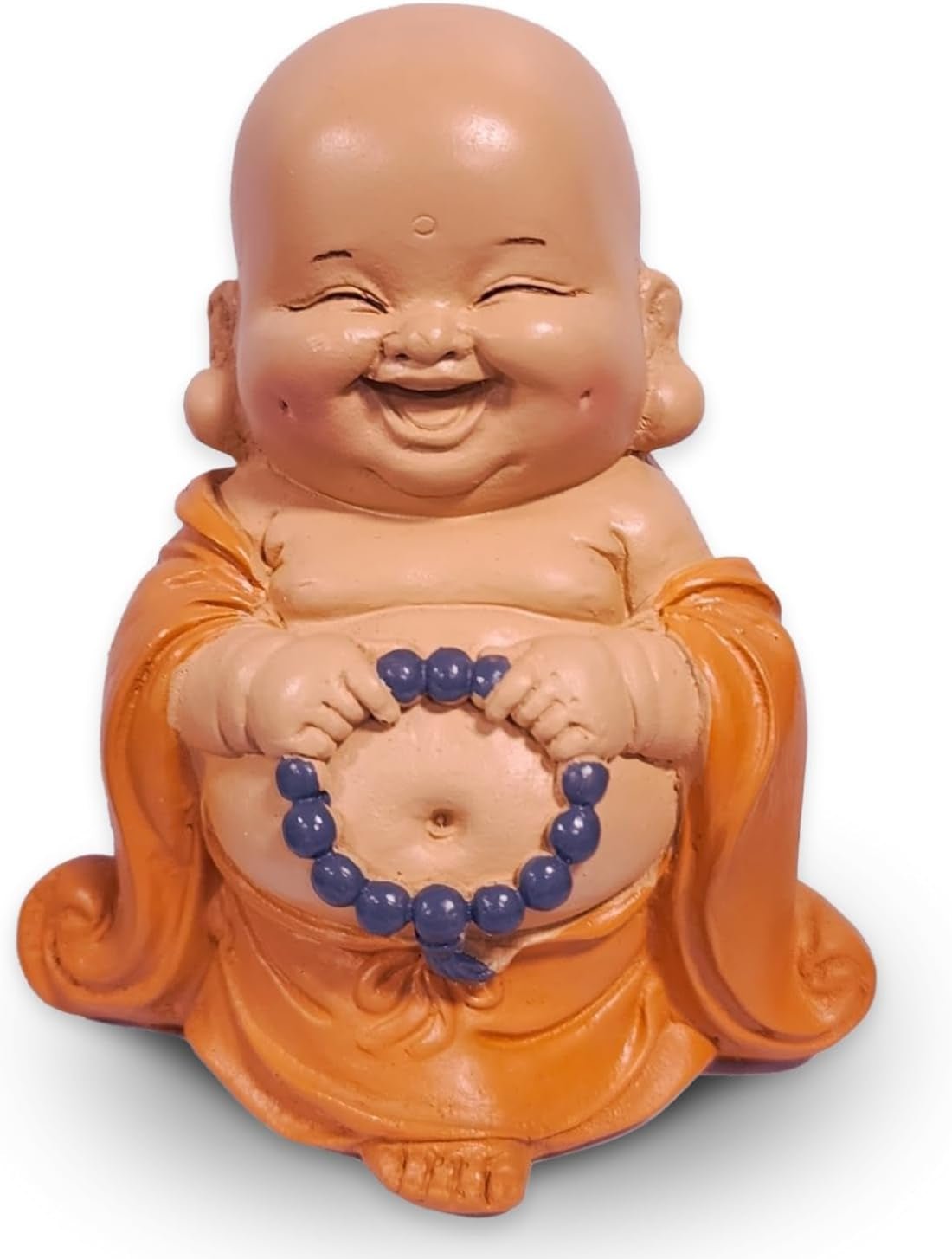 Statue Bouddha rieur avec chapelet - Figurine inspirante et joyeuse - Talisman porte-bonheur plein de positivité - Idée cadeau mignonne et spirituelle - -H 10 cm - Zen'Light Statues et sculptures Naty Shop Titre par défaut