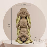 Statue 3 Bouddhas rieurs - Ne rien voir - Ne rien entendre - Ne rien dire - Bébé Bouddha Ensemble symbolique - Ambiance paisible et joyeuse - Déco Zen - H 18 cm - Zen'Light Statuettes et sculptures Naty Shop