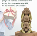 Statue 3 Bouddhas rieurs - Ne rien voir - Ne rien entendre - Ne rien dire - Bébé Bouddha Ensemble symbolique - Ambiance paisible et joyeuse - Déco Zen - H 18 cm - Zen'Light Statuettes et sculptures Naty Shop