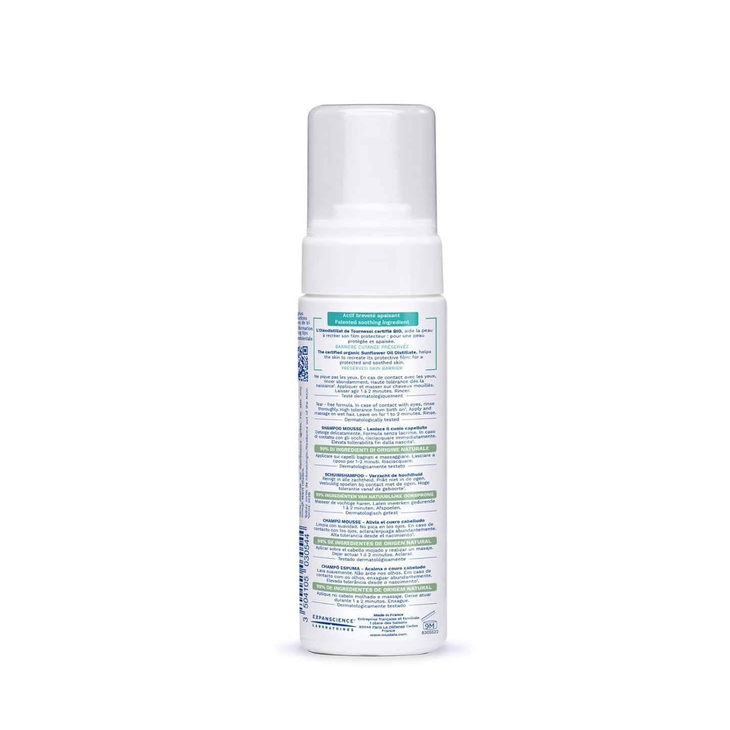 Stelatopia Shampoing Mousse pour cuir chevelu extrêmement sec ou dermatite atopique, cheveux, bébés, enfants, toute la famille - réduit les rougeurs et les démangeaisons (150ml) Enfants - Bains et Soin Naty Shop