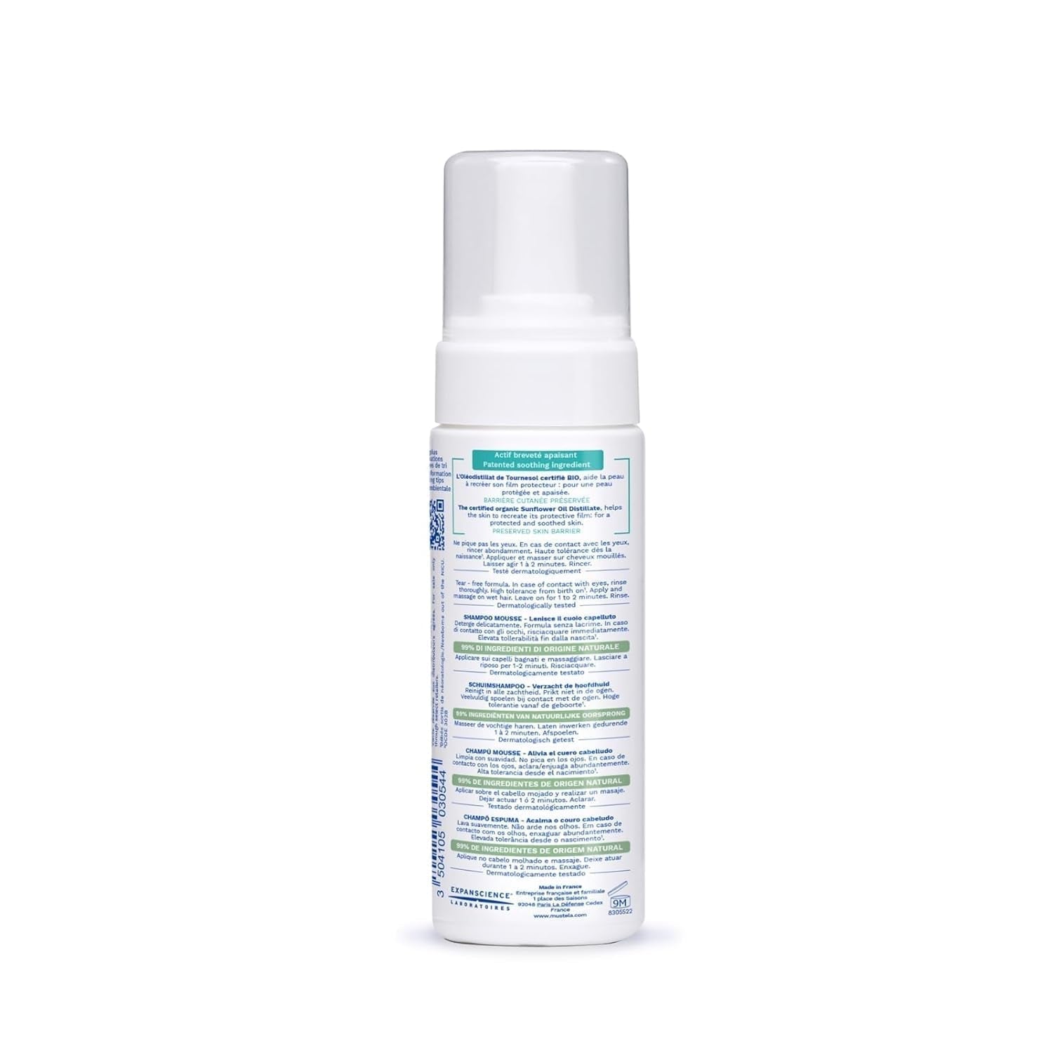 Stelatopia Shampoing Mousse pour cuir chevelu extrêmement sec ou dermatite atopique, cheveux, bébés, enfants, toute la famille - réduit les rougeurs et les démangeaisons (150ml) Enfants - Bains et Soin Naty Shop