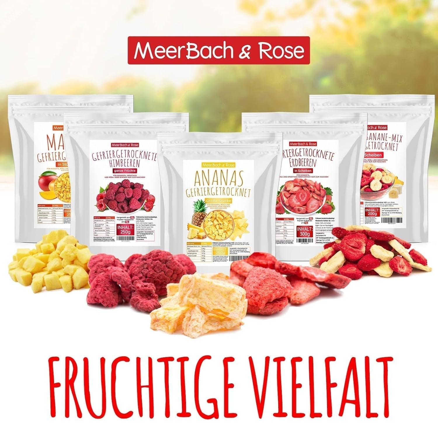Mélange fraise-banane 200g - fraises lyophilisées et bananes lyophilisées comme délicieux en-cas en sachet Produits déshydratés Naty Shop