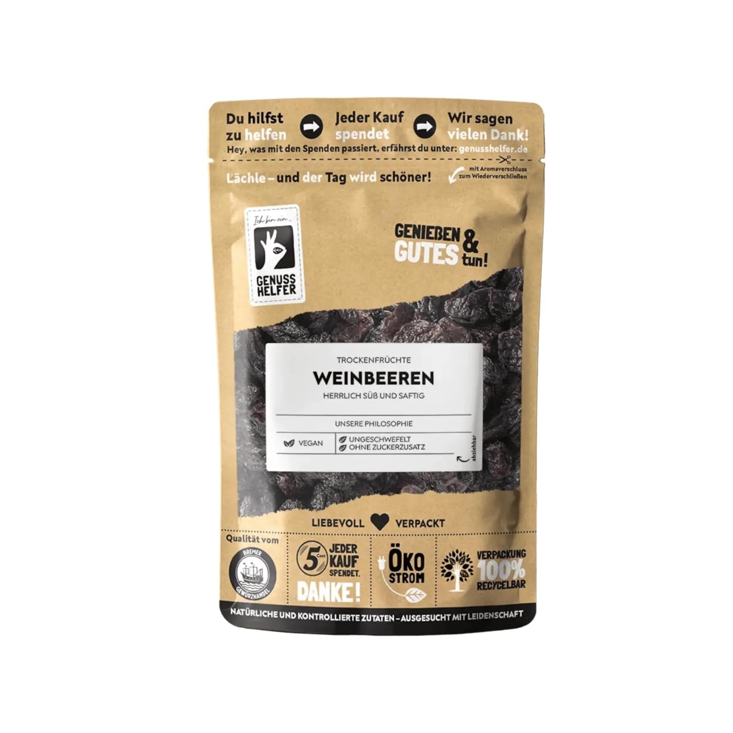 Raisins Bremer Gewürzhandel, séchés, non sulfurés et sans sucre ajouté, 1kg Produits déshydratés Naty Shop 500 G