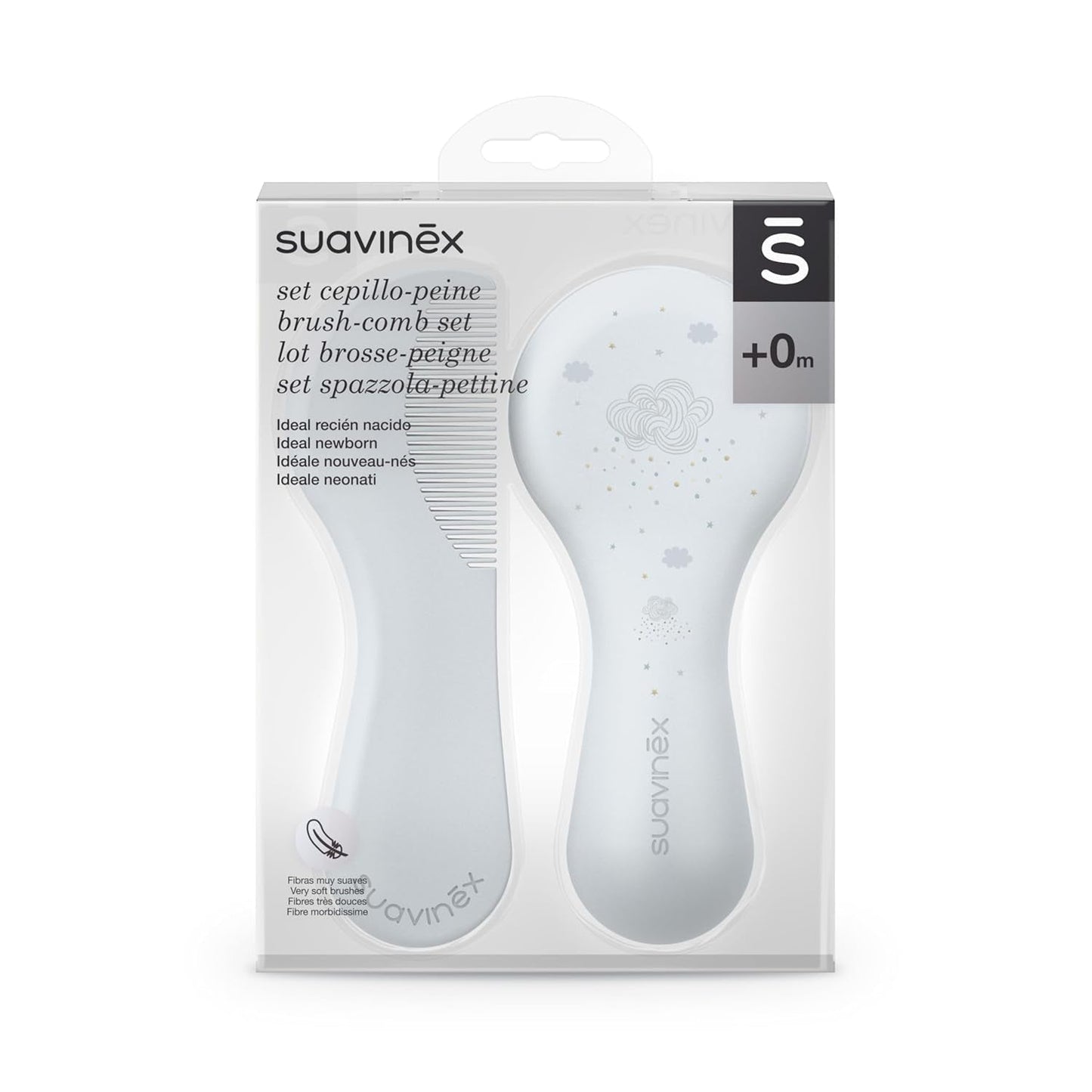 Suavinex 3162384 Peigne avec brosse, bleu Enfant - Bain et Soin Naty Shop