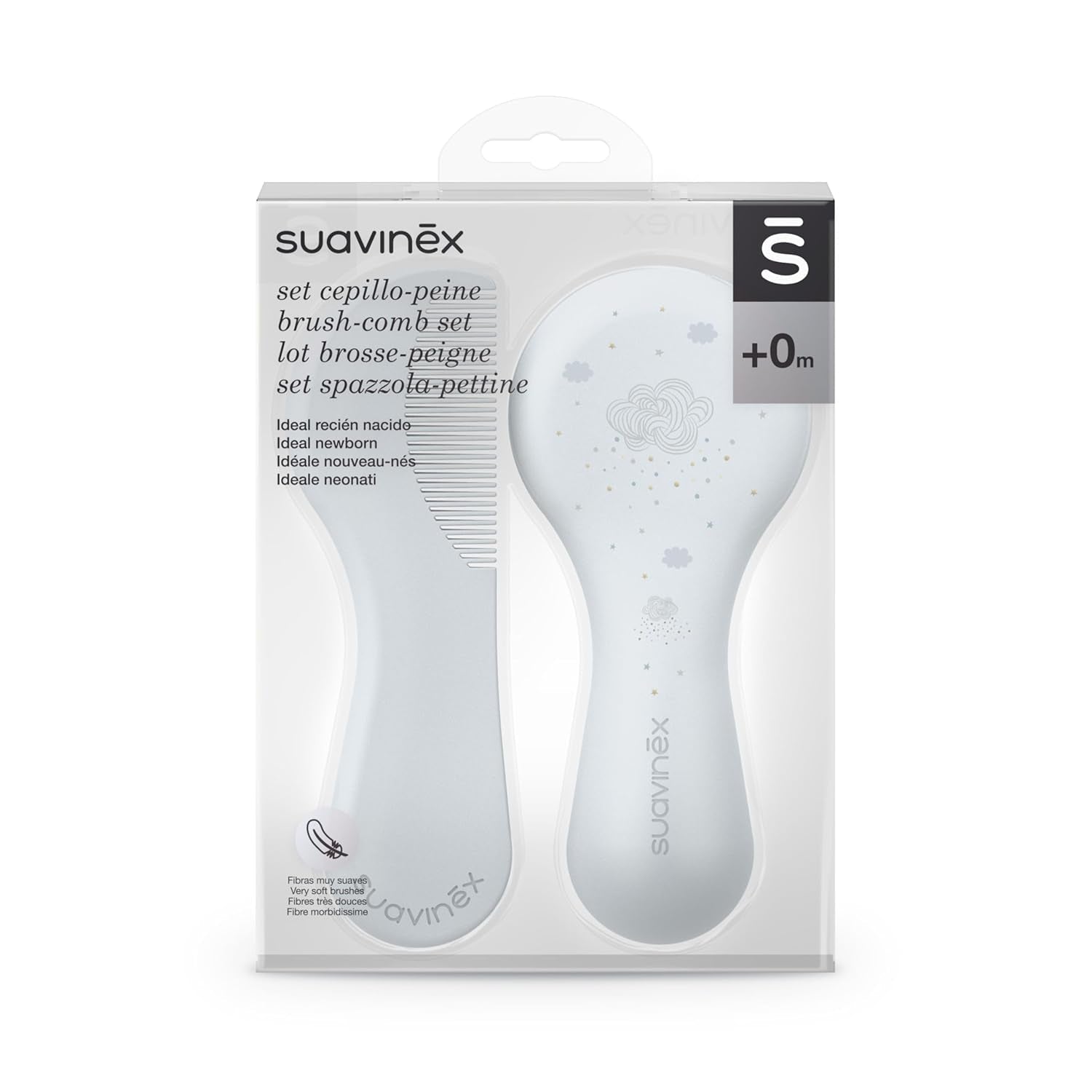 Suavinex 3162384 Peigne avec brosse, bleu Enfant - Bain et Soin Naty Shop