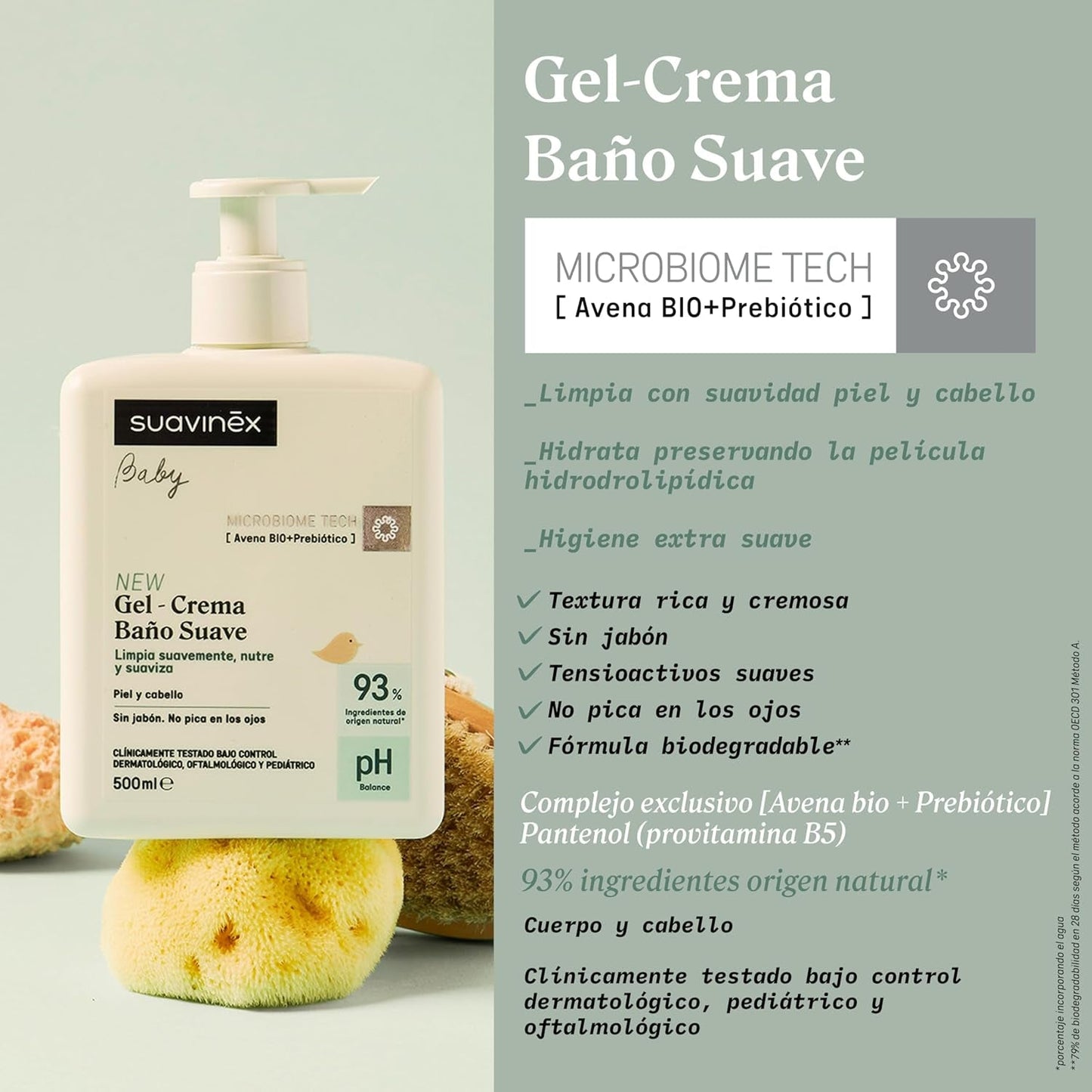 Suavinex, Syndet shampoing bébé peau et cheveux, sans savon, 750 ml + lotion corporelle hydratante, 750 ml, adapté aux peaux sensibles et aux nouveau-nés, avec 90% à 93% d'ingrédients naturels. Enfants - Bains et soins Naty Shop