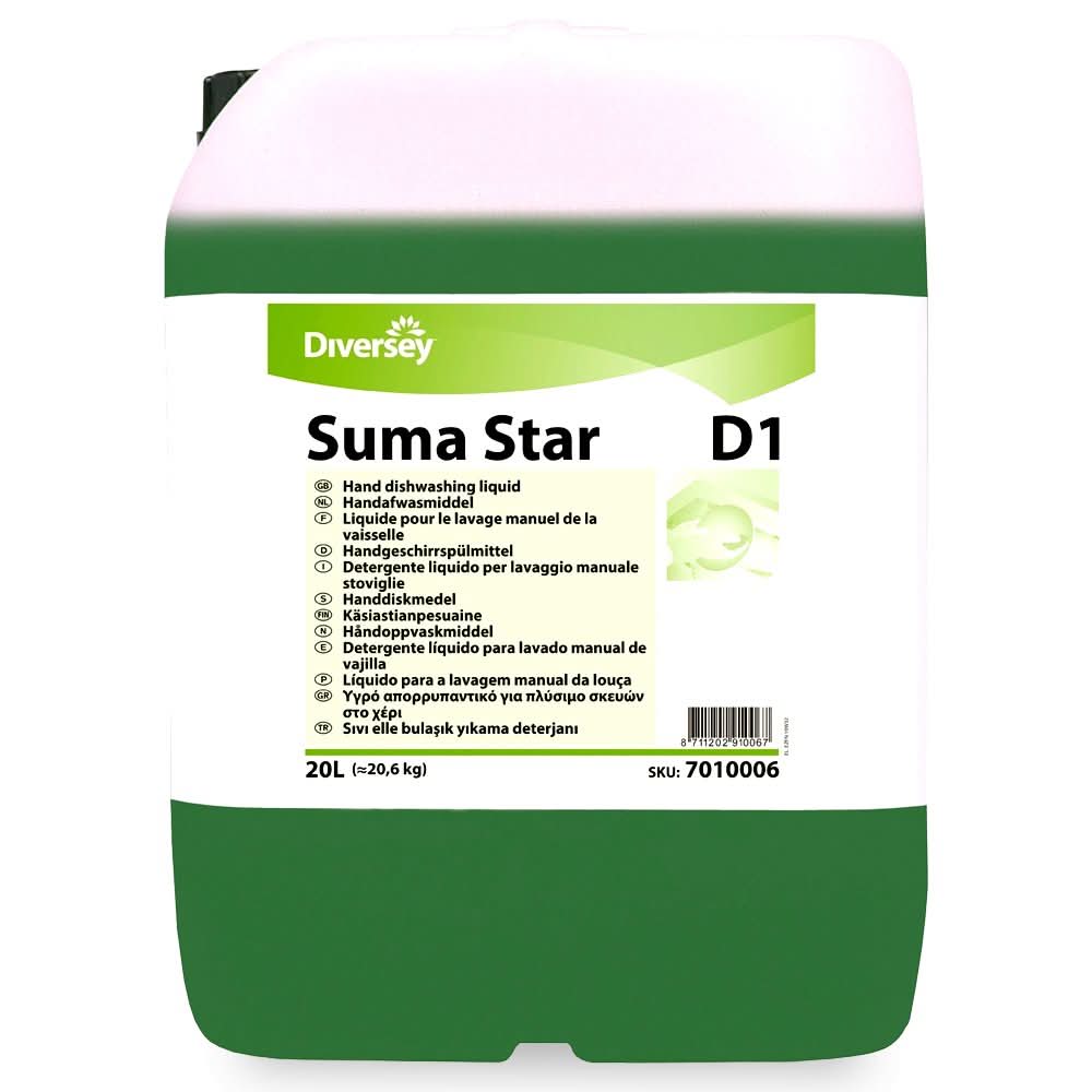Suma Star D1 - Détergent liquide concentré manuel pour vaisselle professionnelle 20L Detergenti Nati Shop