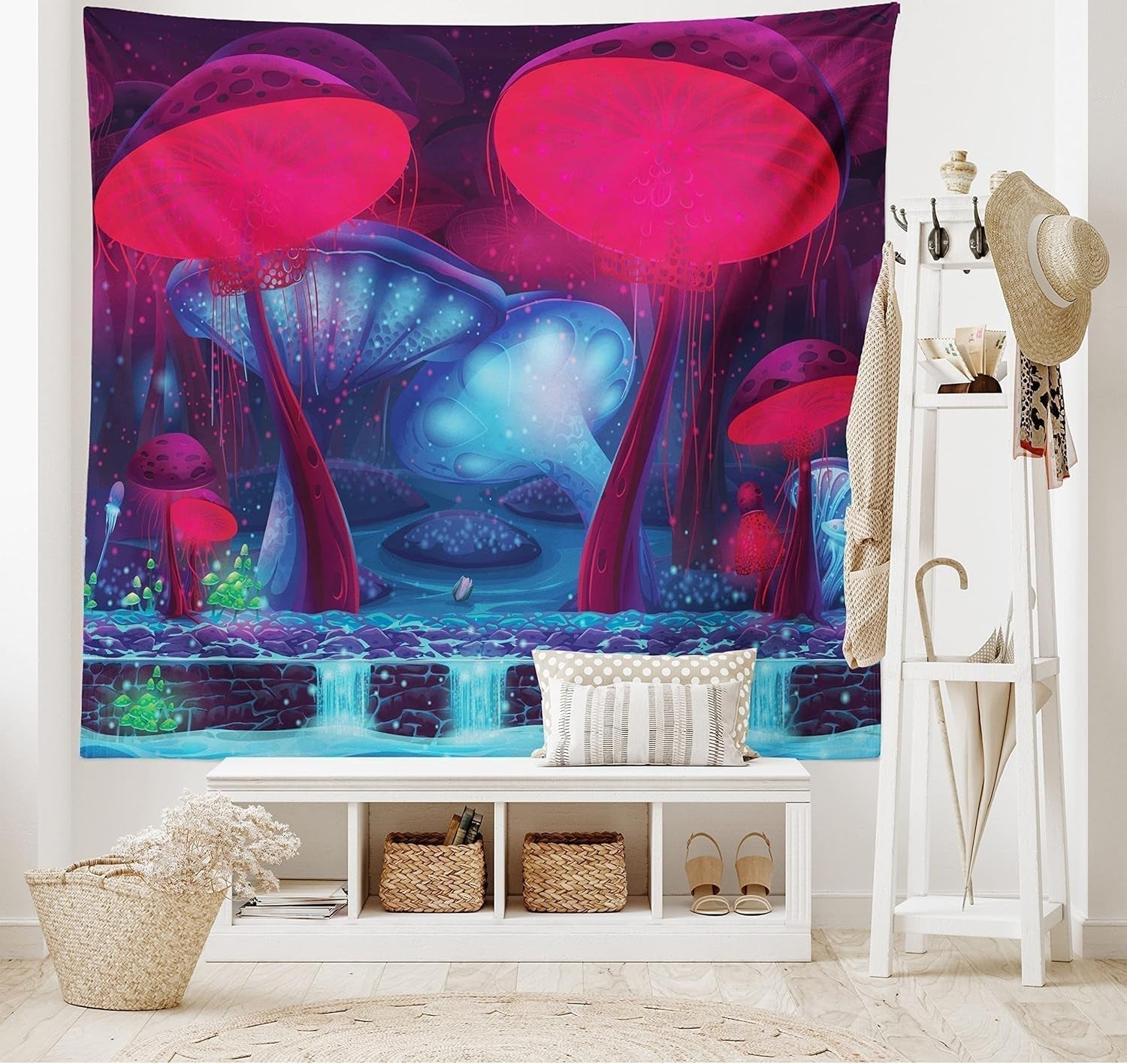 Tapisserie abakuhaus esprit d'aventure dessins de carte du monde animal Maison - Accessoires et Décoration Naty Shop Bleu clair Rouge 150L X 110B Cm