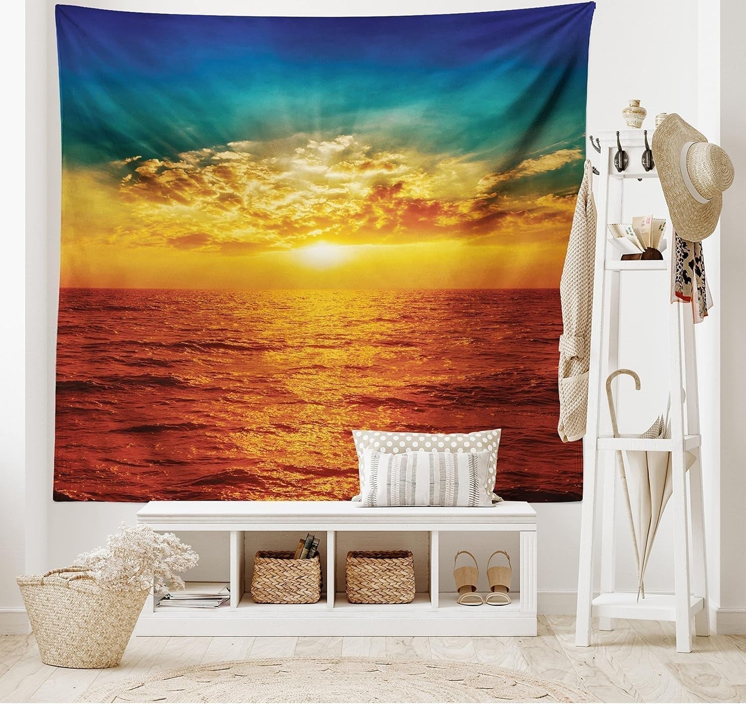 Tapisserie abakuhaus esprit d'aventure carte du monde dessins animaux Maison - Accessoires et Décorations Naty Shop Tan 150L X 110B Cm