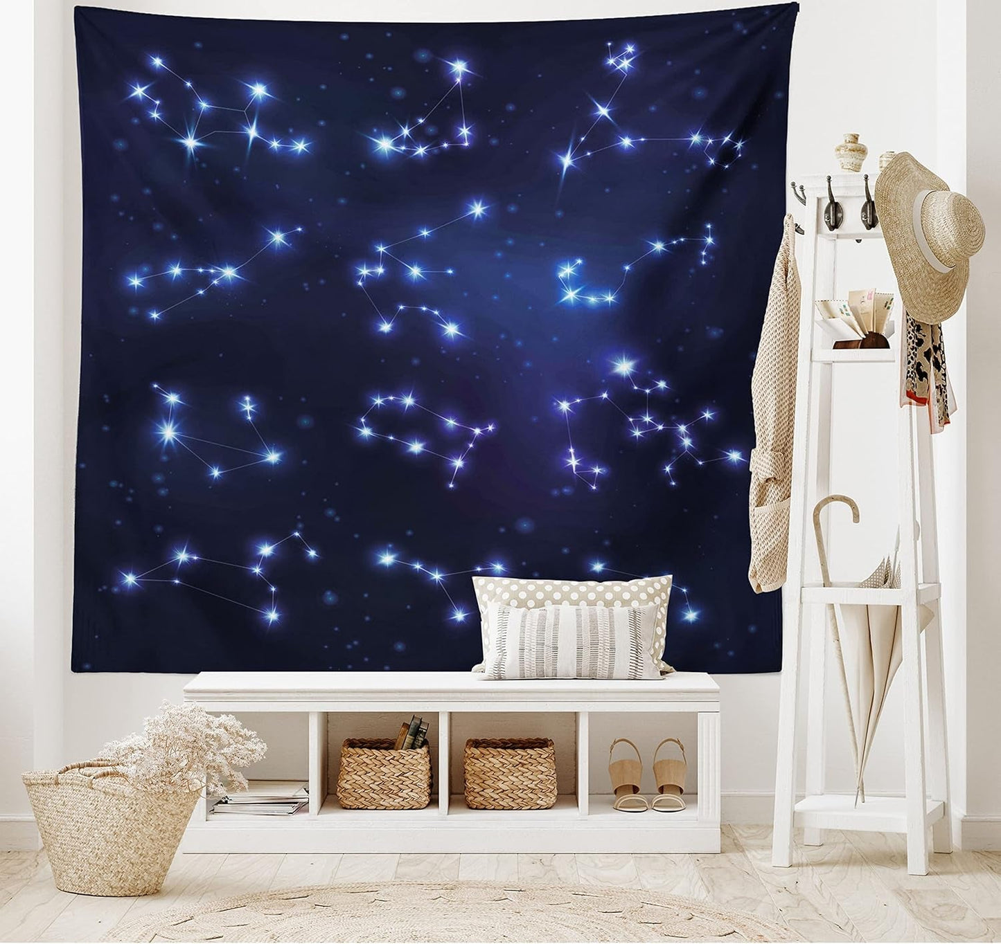 Tapisserie abakuhaus esprit d'aventure dessins de carte du monde animal Maison - Accessoires et Décorations Naty Shop Bleu foncé 230L X 140B Cm