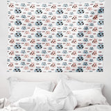 Tapisserie abakuhaus esprit d'aventure carte du monde animal dessins Maison - Accessoires et Décorations Naty Shop Gris Bleu 150L X 110B Cm