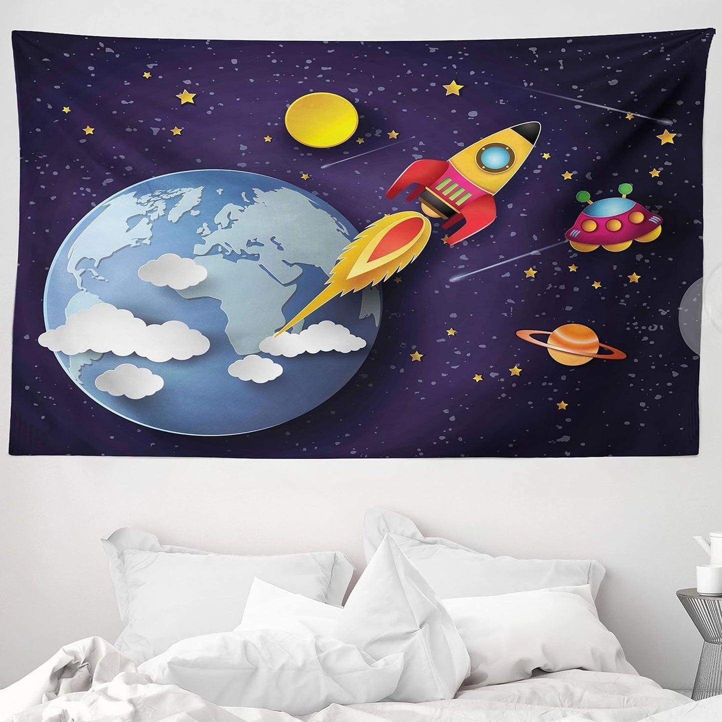 Tapisserie abakuhaus esprit d'aventure carte animale du monde du dessin animé - Naty Shop