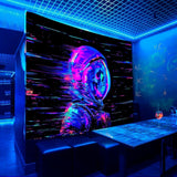 Tapisserie alishomtll crâne fluorescent astronaute lumière noire Maison - Accessoires et Décorations Naty Shop