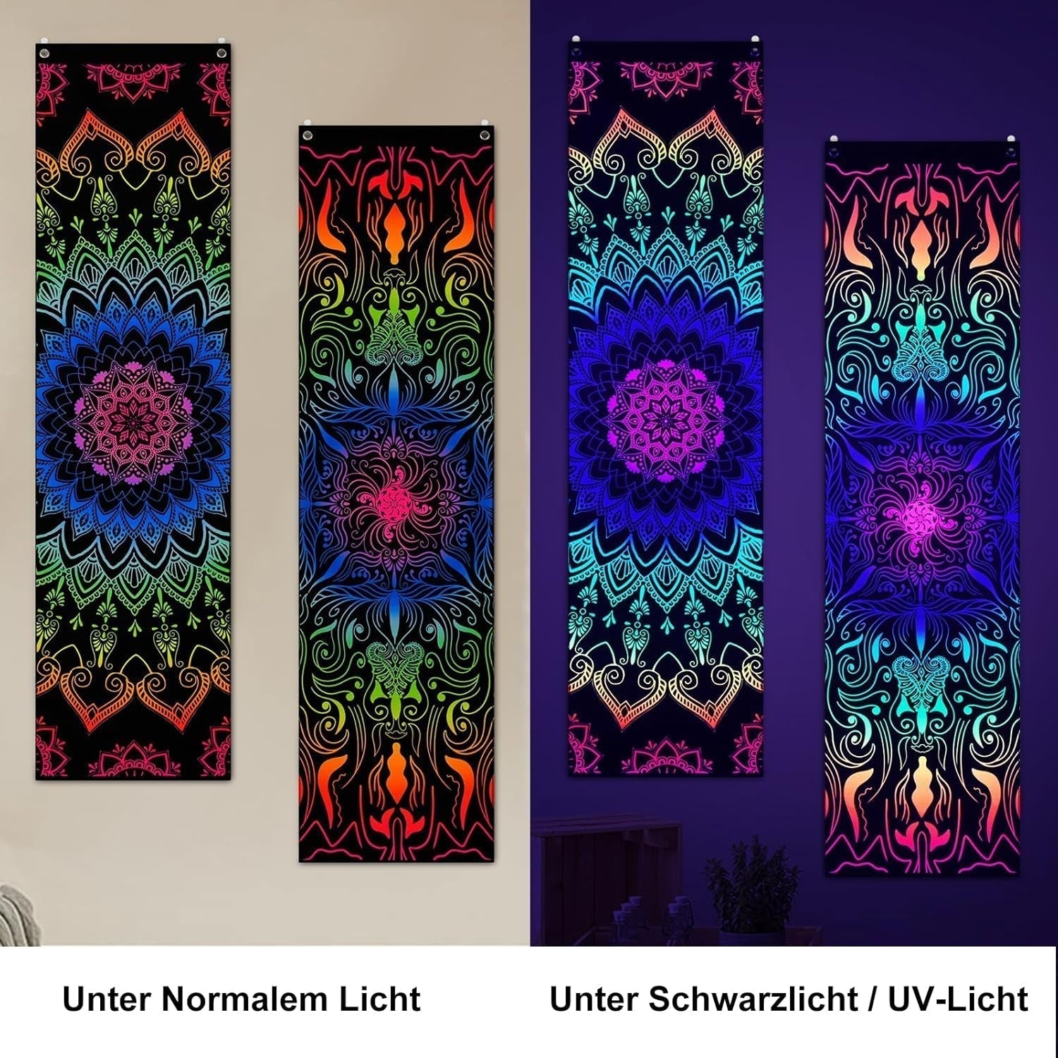 Tapisserie alishomtll pack mandala réactif bohème vertical Accueil - Accessoires et Décorations Naty Shop