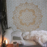 Tapisserie mandala métallisé doré jeté de plage indien en coton Casa - Accessoires et Décorations Naty Shop