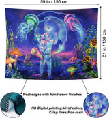 Tapisserie betylfoy lumière noire astronaute plantes réactives méduses Maison - Accessoires et Décorations Naty Shop