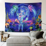 Tapisserie betylfoy lumière noire astronaute plantes réactives méduses Maison - Accessoires et Décorations Naty Shop